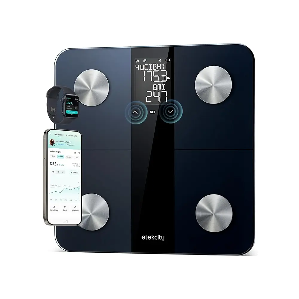 Bluetooth Smart Body Weight Scale, FSA&HSA Eligible Bathroom Digital Scale with BMI, Body Fat, Muscle Mass Metrics, Accurate LED Tempered Glass Health Equipment for Home Users with App Sync