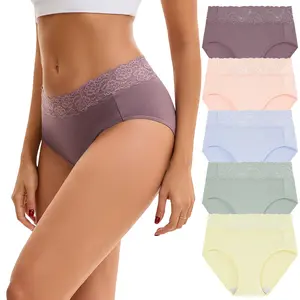 INNERSY Women's Cotton Lace Briefs 5-Pack