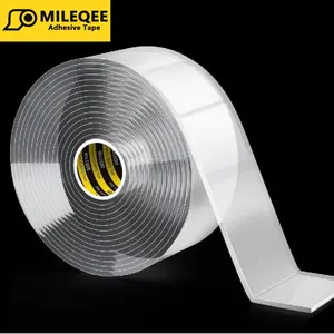Mileqee Double Sided Tape Heavy Duty, Mounting Tape Clear, Strong Adhesive Strips Sticky Tape, Reusable Transparent Tape for Home、Kitchen、Office and Car  Deco(1.18" x9.84FT)