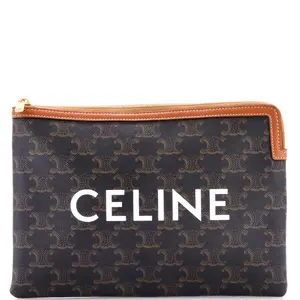Pre-owned Celine Canvas Coated Small Leather Goods Zip Pouch Triomphe Coated Canvas Small by Rebag