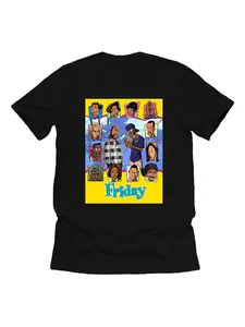 Vintage Print T-Shirt, Friday Movie Cartoon Character Short Sleeve, 90s Hip-Hop Comedy Fan Top, Unisex Casual Round Neck