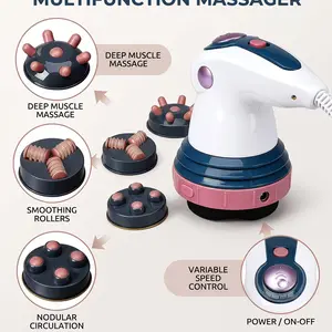 Premium Handheld 3-Speed Electric Massage Tool, 3 Interchangeable Disassemblable Heads, Adjustable Operational Settings, Portable Sleek Equipment for Indoor Daily Application