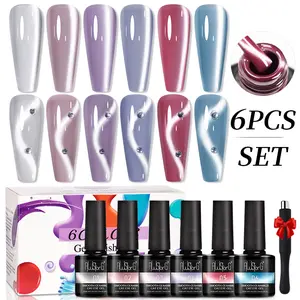 AWStorG 6pcs Multi-Pack Gentle Cat Eye Gel Nail Polish Set - Moonlight Ceramics Magnetic Gel, Ultra-Bright White Shade, Soak-Off LED Curable, Salon Quality, Alcohol-Free for Home Manicure Nail Care, Easter Gift for Mom, Nail Supplies, Milky White Gel Nail