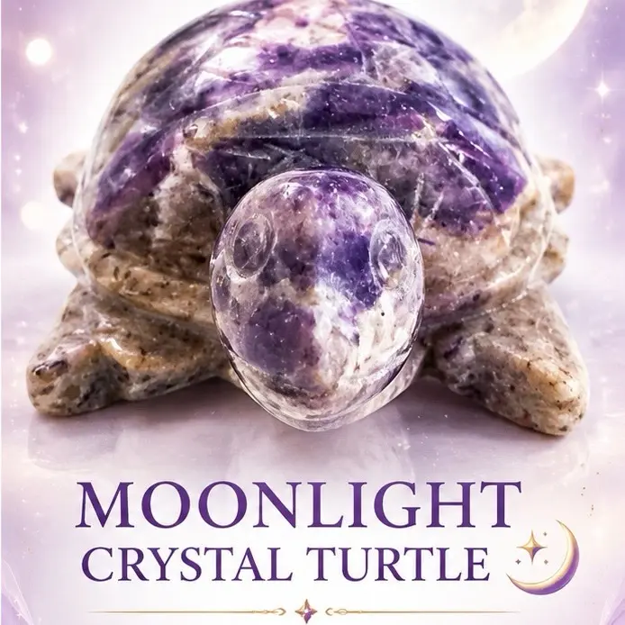 Dream Guardian Chevron Amethyst Turtle  Large Collector Crystal Carving | 0.88 lbs
