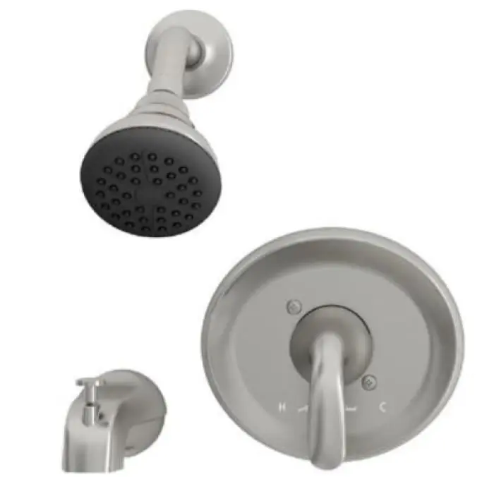 As America Brass Single-Handle Diverter-Type Soaking Tub-Shower Combo with Cadet, Satin Brush Nickel Indoor Bath Fixture (2 GPM, Direct-to-Stud, Female IPS, 79.25 in H, 66 in Basin L, 32 in Basin W, 31.25 in Shower Depth, 126.5 lbs)