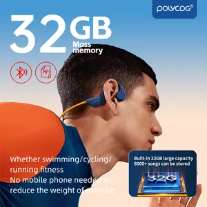 POLVCDG X6 wireless bone conduction headphones are deeply waterproof, 10 hours long battery life, 28g lightweight body 32GB large capacity.