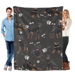 Rottweiler Paw & Bone Blanket: Cozy Flannel Throw for Rottie Lovers  | Dog Mom & Dad Must-Have