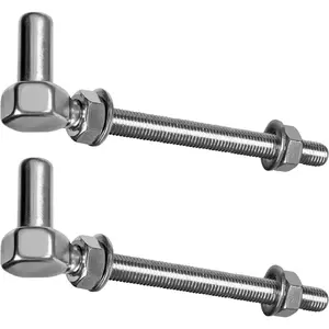 Heavy Duty Gate Hinges, 8" 2 count Stainless Steel 304 Fence Gate Farm Gate Hinge, 600lbs Capacity for Wooden/Concrete Fence with 5/8'', Adjustable J Bolt Gate Hinge, Rust Proof