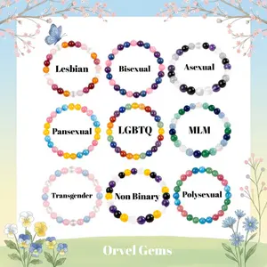 Pride Crystal Beaded Bracelet - LGBTQ – Natural Rainbow Gemstones for Love & Support – Unisex Chakra Healing Jewelry, Perfect for Pride Month, Daily Wear, Parties & Weddings Emotional Balance Empowerment