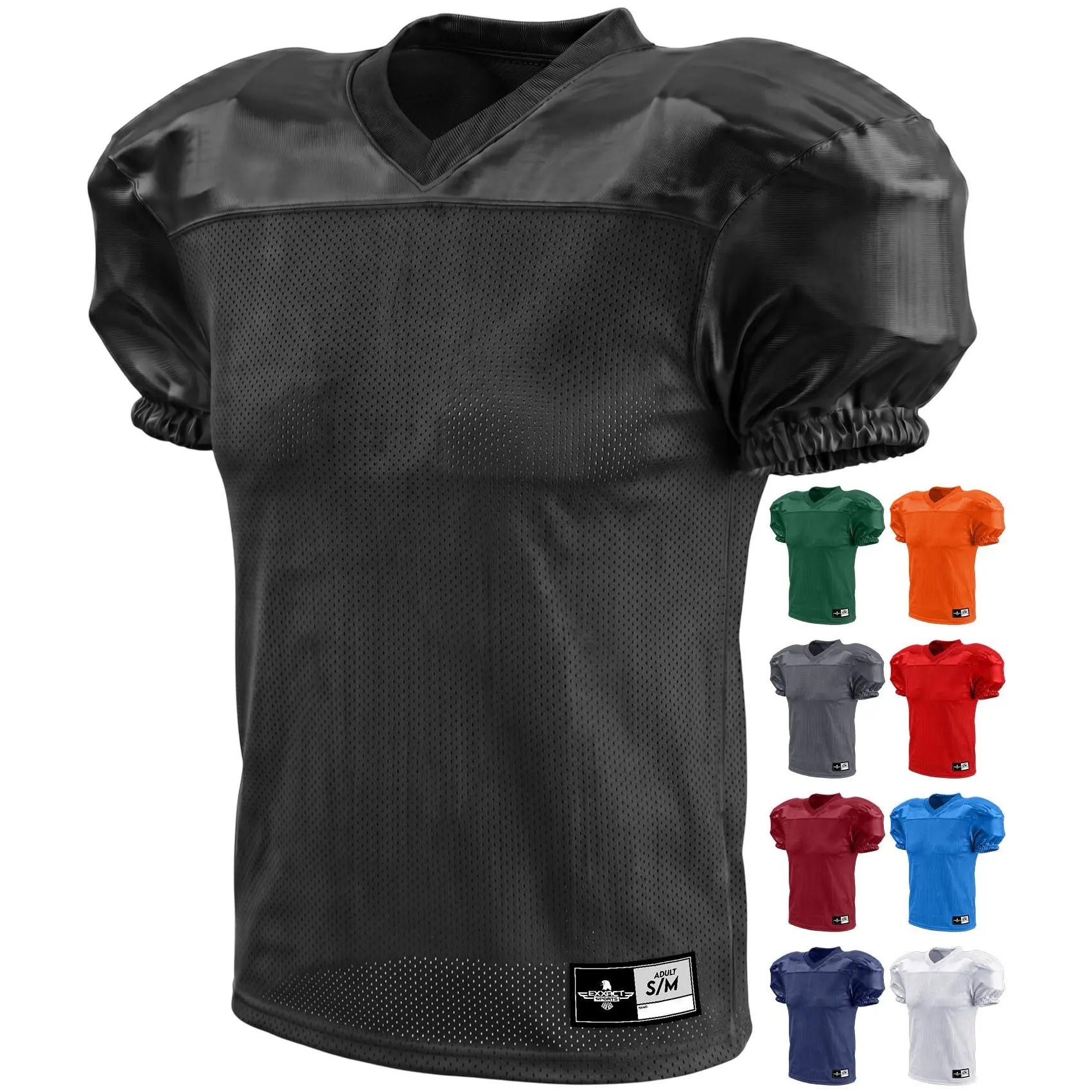Exxact Sports Men’s Football Practice Jersey - Pro-Style, Lightweight & Breathable Mesh Football Jersey for Men (Black), Sport Jersey, Sport Outdoor Clothing