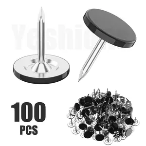 100 Pcs Flat Head Push Pins, Decorative Thumbtacks, Upholstery Nails for Bulletin Boards, World Map, Cork Board, Wall, Sofa, Furniture, Decorative Accents, Nails