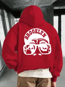 Men's Casual Loose Hooded Sweatshirt, Streetwear Sweatshirt, Letter Boy Graphic Print Fleece Pullover, Fall & Winter Outdoor Wear, Versatile Top, Graphic Print Hoodie