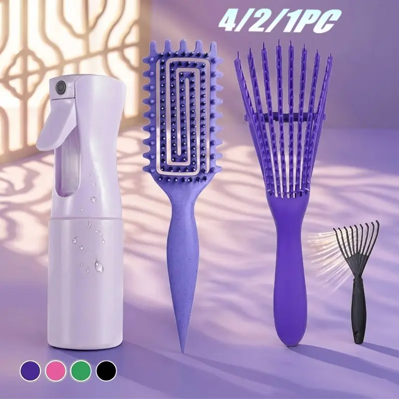 💜Curling Set, Flexible Hair Comb, Volumizing Brush, Detangling Hairbrush, Styling Brush, Suitable for Dry/wet Hair, Smooths, Defines Curls, Hydrates, Creates Volume, Wave/coil/natural Hair, Hair Brush Curly Hair, Hair Styling Tools