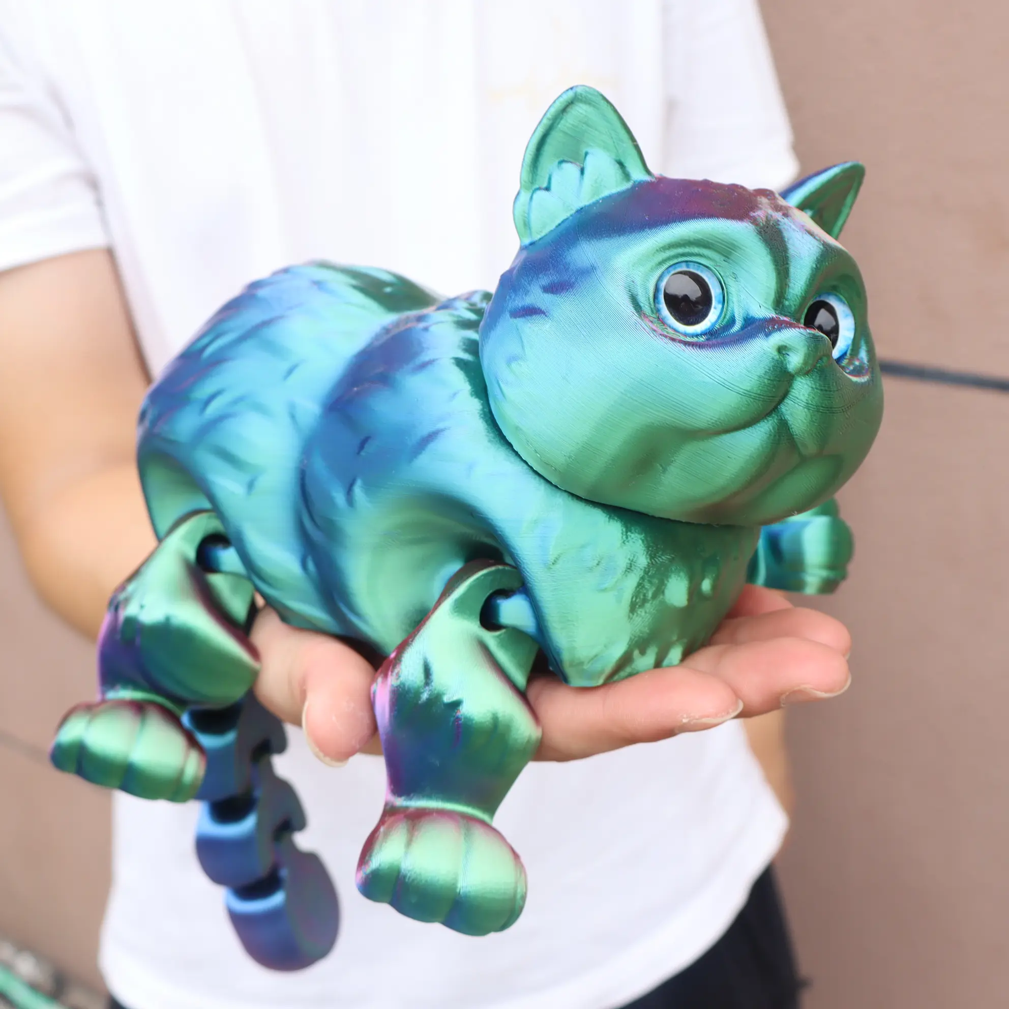 3D Printed Short Hair Cat Figurine, 36cm Rainbow Gradient, Moving Joints, Decorative Fidget Figurine, Figure Decor, Perfect Home Decor, Birthday Gift, Christmas Present