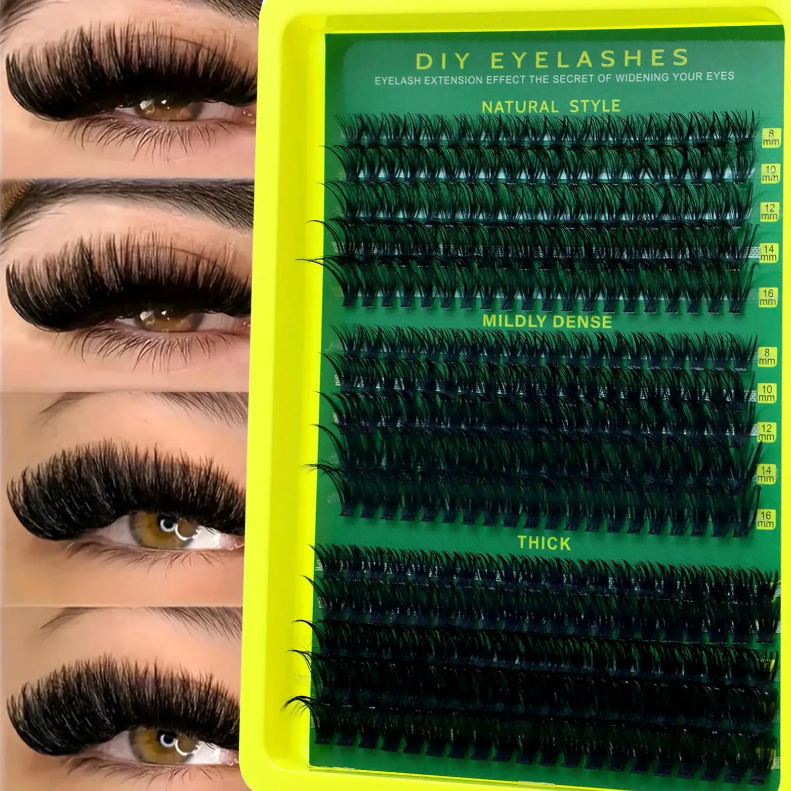 Fluffy Individual False Lashes, DIY Eyelash Extensions, 5D Effect, 0.07mm D Curl, Mixed Lengths 8-16mm, Reusable, Non-Toxic, for Daily Makeup and Cosplay, Lengthening Volumizing Lashes