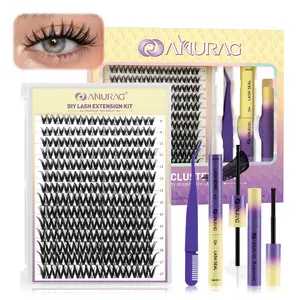 ANURAG DIY Eyelash Cluster Kit, Eyelash Bonding andSealing,Remover, Springtok Eyelash Tweezers for DlYEyelash Extensions at Home, For Girls Makeup MakeupCosmetic Eyelash Extensions。Christmas gifts, New Year gifts, Black Friday