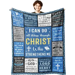 Christian Gifts for Men, Religious Gifts for Men, Baptism Gifts for Boys, Spiritual Inspirational Gifts for Man, Bible Catholic Gifts, Confirmation Gifts for Boys, Christian Blanket 50" X 60" Valentines Gift for Women Men