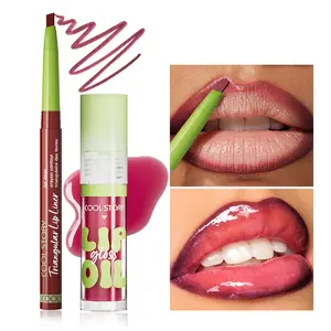 Long-Lasting Waterproof Lip Liner Pen + Moisturizing Glossy Lip Balm, Smooth Application, Perfect Contour, Suitable for All Skin Types