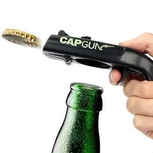 1 Piece Capgun Beer Bottle Opener, Portable Lightweight Handheld Cap Launcher with Accents, Durable Plastic No Power Required for Parties & Kitchen