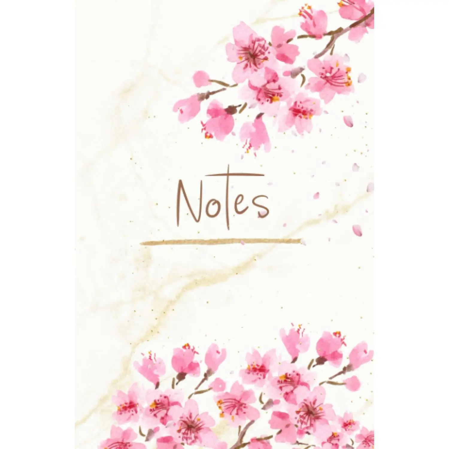 Notes: Wide-Ruled Notebook with Pink Cherry Blossom Design