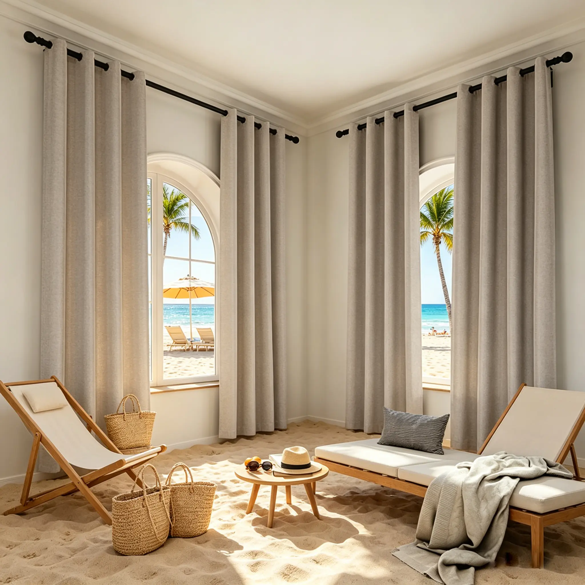 4 pieces of artificial cotton and linen thickened light-blocking and heat-insulating curtain fabric with a touch, perforated cable ring hanging, suitable for living rooms, bedrooms, offices and home decoration