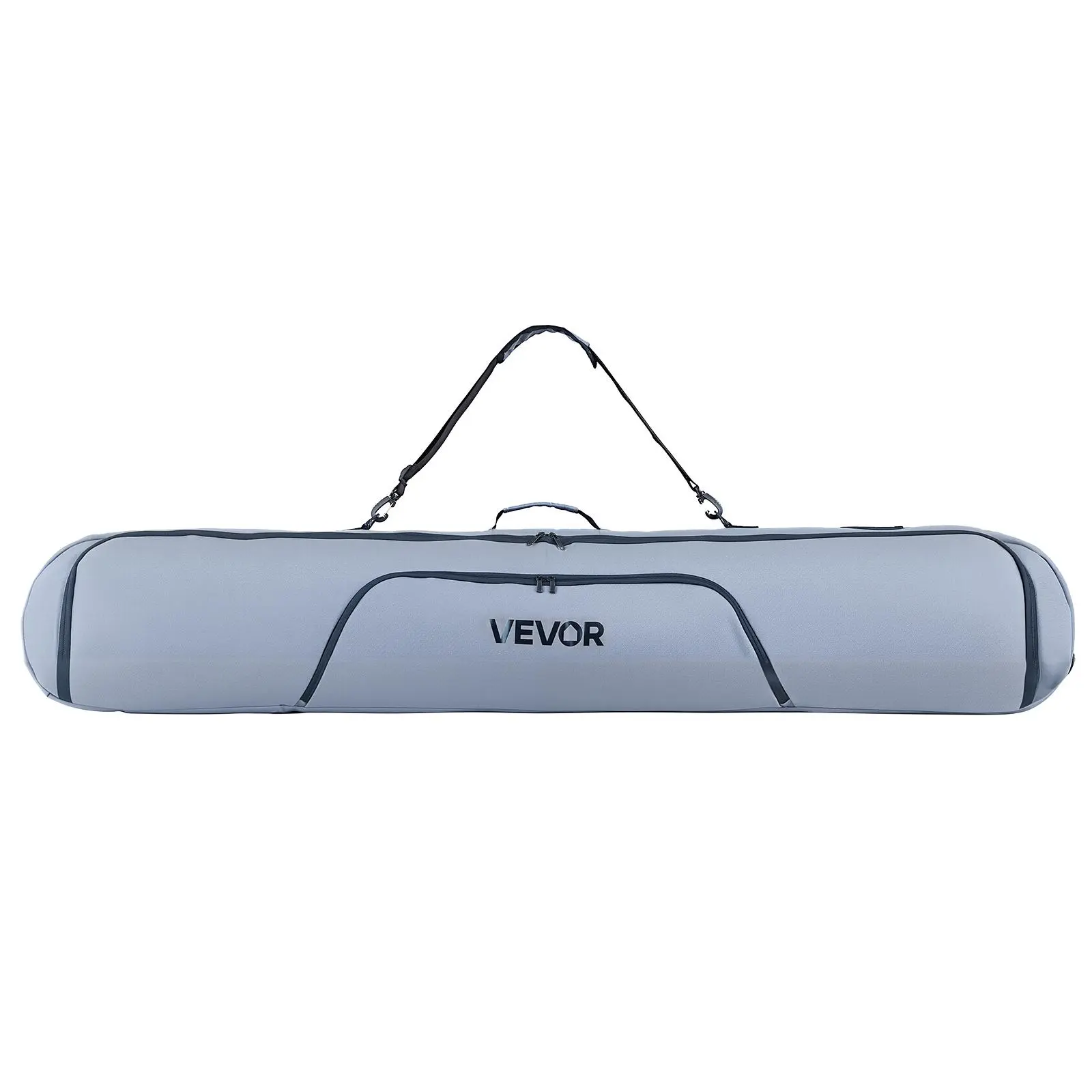 VEVOR Spacious Snowboard Bag, 600D Waterproof Oxford Fabric, 65 in/165 cm Capacity, Padded for Air Travel, Adjustable Inner Straps, Fits Skis, Poles, Goggles, Gloves, Helmet, Boots (Gray)#BackToSchool