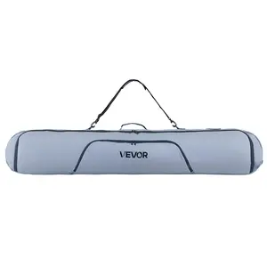 VEVOR Snowboard Bag, Up to 65 in/165 cm, Padded Skis & Snowboards Bag for Air Travel, 600D Waterproof Oxford Fabric, with Adjustable Inner Straps, for Skis Poles Goggles Gloves Helmet Boots (Gray)