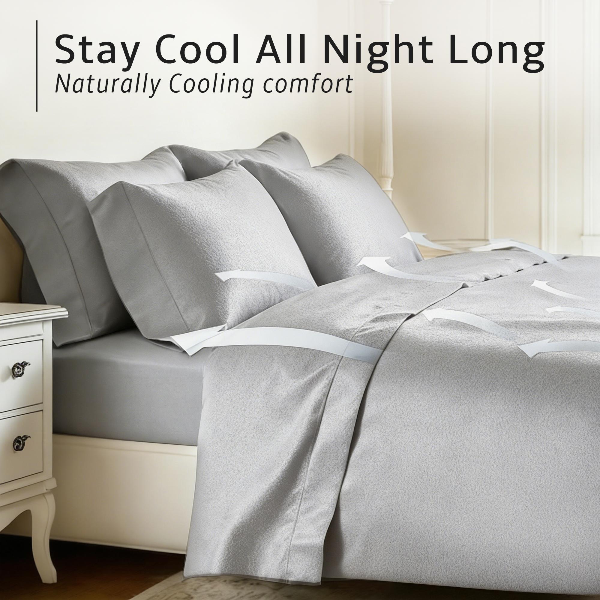 Raybee 4 Pcs Bed Sheets Set ,Solid King Bed Sheet With Pillowcases, 16" Deep Pocket Queen Sheets,Cooling Breathable & Hotel Luxury Super Silky Soft ,Bamboo Sheets Set