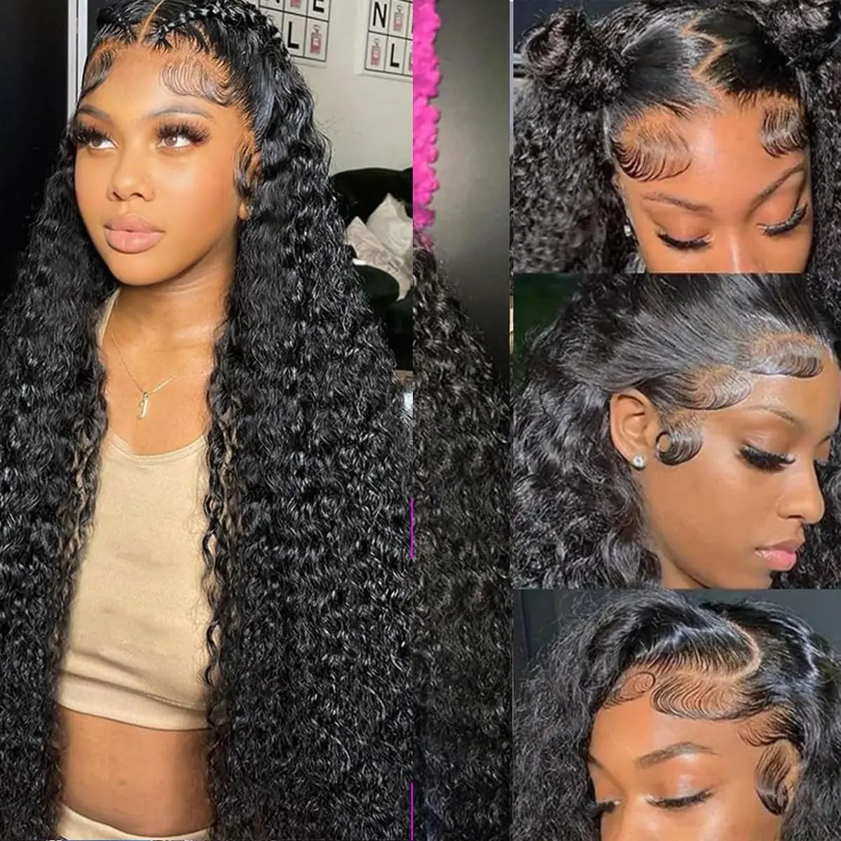 13x4 HD Lace Front Wig - 180% Density - Body Wave/Deep Wave/Straight - Pre-Plucked Natural Hairline & Baby Hair - Seamless Melt Lace - Soft Bouncy Full Volume - Glueless Beginner Friendly Daily Wear - 26 Inch 80% Human Hair