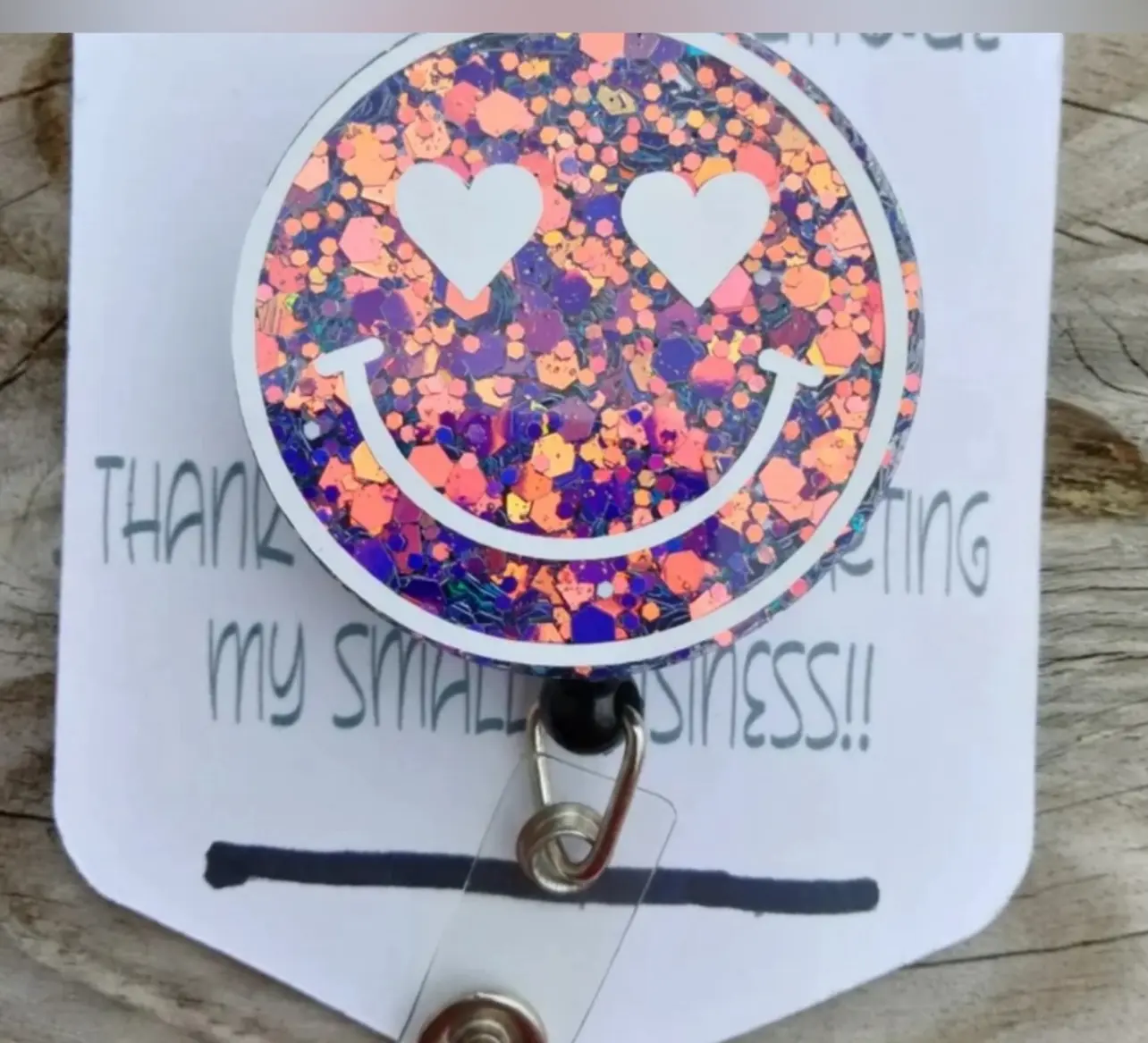 Valentines Heart Eyes Retractable Name Badge Reel ID Card Holder - Customizable Design for Name Badge Holder hospital worker coquette bow funny great gift cute Christmas