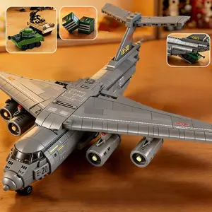 1486pcs Large Transport Plane Building Blocks, Y-20 Airplane Model Display Piece, High Difficulty Adult Assembly Toy, Stackable Block Toys, Building Block Sets, Model Kit