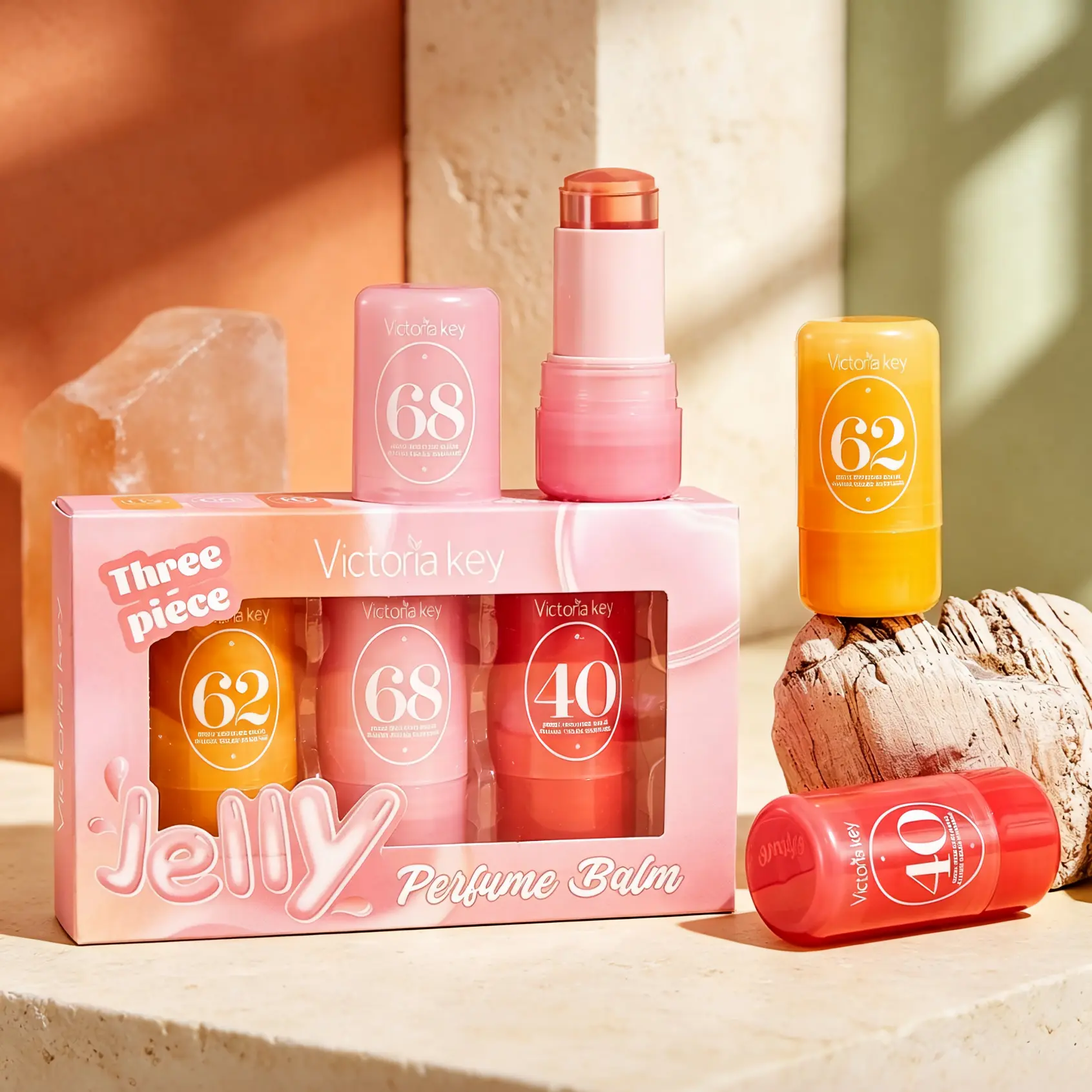 3-Pack Jelly-Like Deodorant Perfume Fragrance Balm - 3 Different Scents, Non-Greasy Transparent Stick, Lightweight Portable Body Care Cosmetic, Smooth Application, Fresh Youth Vibe, Ideal for Underarm & Hands for Commute