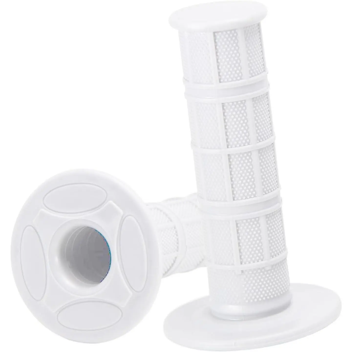 Motorcycle Handlebar Grips, 2 Pcs 7/8 Inch Pro Taper Style, White Soft TPR Rubber with Anti-Slip Grid, Comfortable Replacement for Dirt Bikes, E-Bikes & Scooters