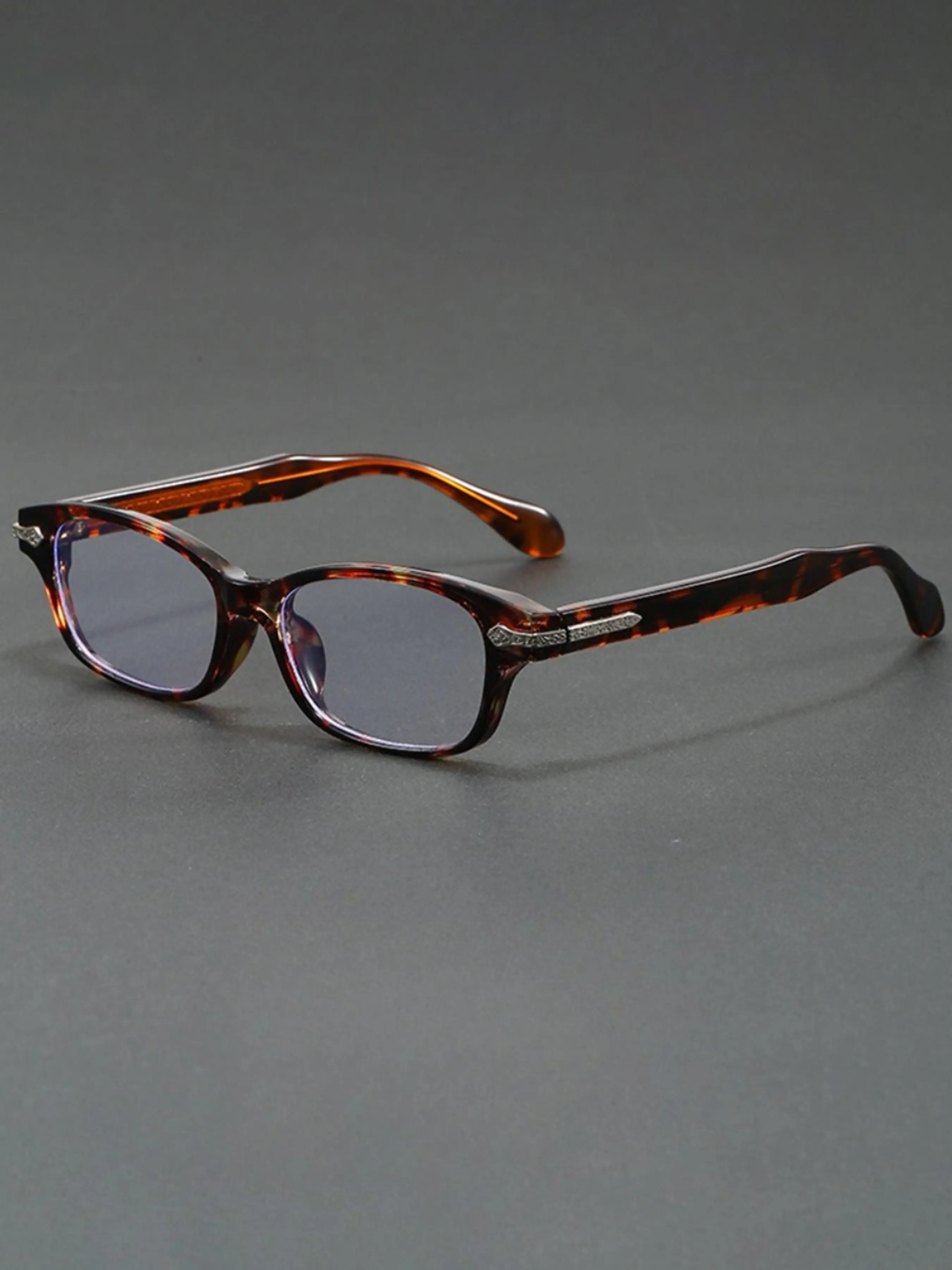 Light Luxury Retro Square Narrow Frame Glasses Square Eyeglasses Frame with Silver Carving Decoration Elegant Commuting Glasses for Both Men and Women High Quality Fashion Eyewear Stylish Square Frames Square Frames