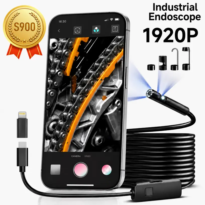 Lewiirobxx Automotive Borescope Endoscope, 8mm 1920P HD, IP67 Waterproof, 8 LED Lights, 16.4ft-32ft Single/Dual Lens, Car Engine Repair & Home Maintenance Tool, Father's Day Gift