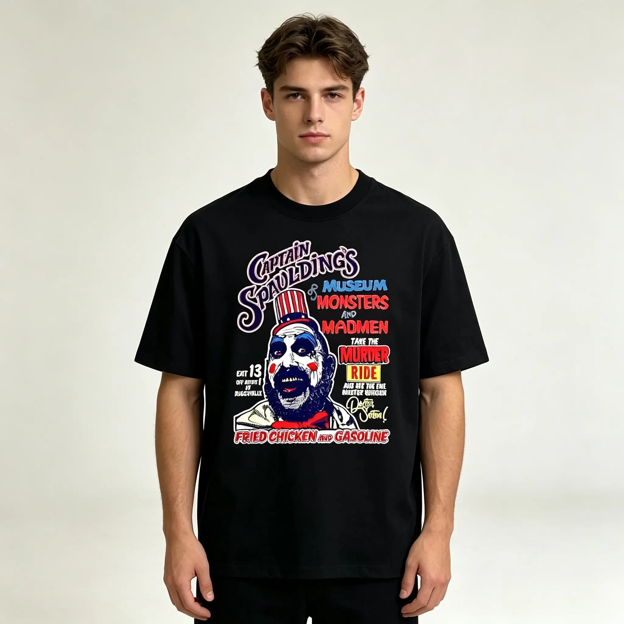 Men's Captain Spaulding's Museum Monsters Madmen Murder Ride Halloween Soft Round Neck Short-Sleeve Cotton Crewneck Tee, Menswear Tops, Funny Meme Shirt, Ideal Gift for Birthday or Holiday
