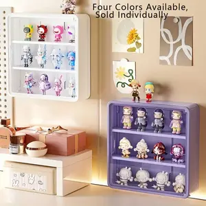 Wall-Mounted Blind Box Doll Display Rack, Magnetic Large Capacity Dustproof Figure Storage Cabinet, No Installation Needed Organizer (Sold as 1 Piece)