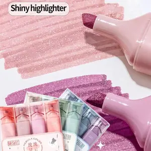 4/12 Color Marker Highlighter Pen Set, Chisel Tip, Ideal for Textbooks, Notes, Documents, Learning, Office, Design, Education