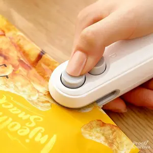 Portable Snack Bag Sealer USB Rechargeable 2 Modes Mini Food Sealing Machine Strong Seal Keep Fresh Plastic Bag Resealer for Picnics
