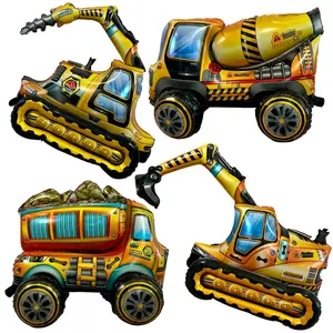 Construction Truck Balloon Set – Dump Truck, Bulldozer & More (4-Piece Set)