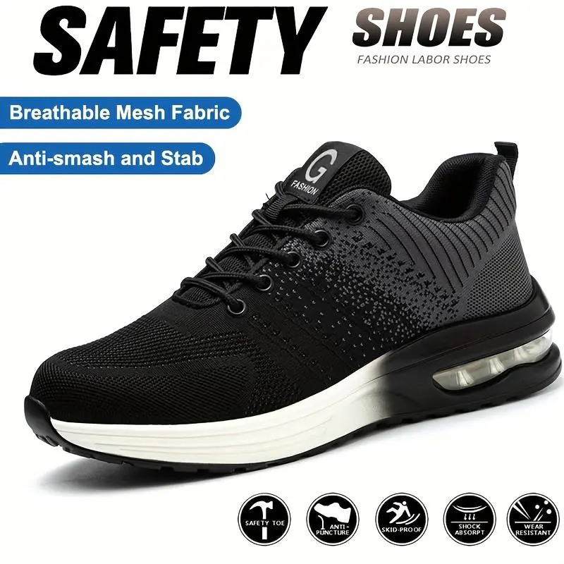 Men's Chic Minimalist Closed Safety Work Shoe - Anti-Spike, Anti-Puncture Footwear for Industrial, Construction Worker Protection, Industrial Work, Anti-Slip