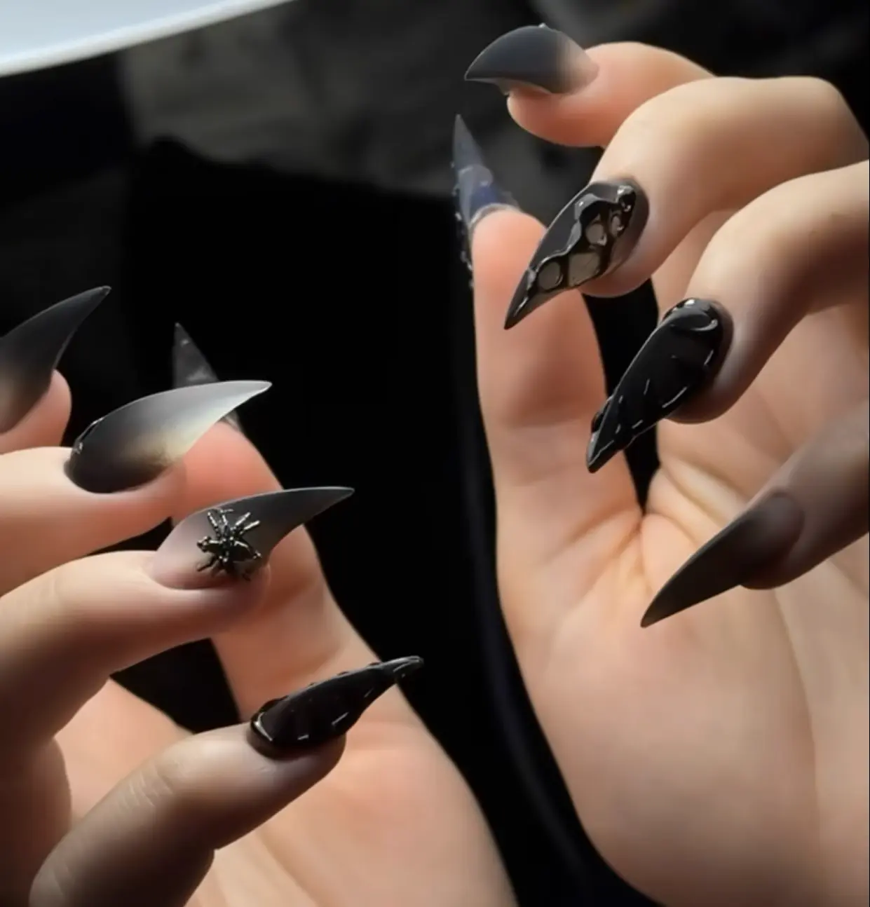 10 PCS Handmade Short Curved Cat Claw Nails Gothic Press On Nails Cosplay Alt Cute Nails Durable Reusable Fake Nails For Women