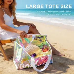 MAENER 26L Iridescent Beach Tote Bag with Large Capacity for Multiple Items, Perfect for Pool and Beach Use, Goodluck Design outdoorfun