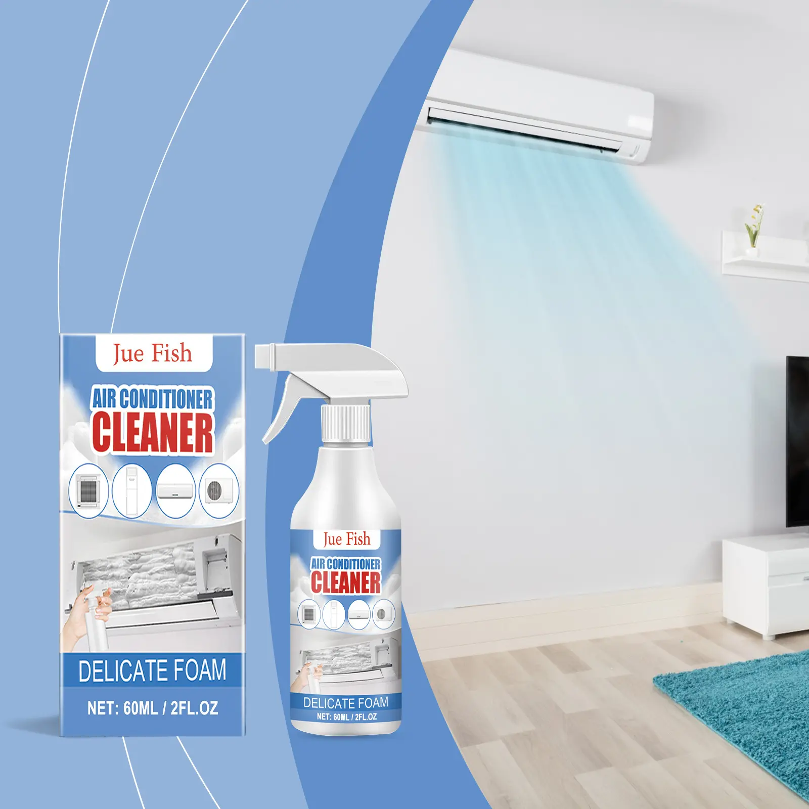 Air Conditioner Cleaner Gentle Foam Cleaning Agent for Home Wall-Mounted Ac Units, Non-Destructive Maintenance Solution