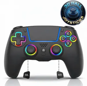 2nd Generation Anti-Drift PS-5 Pro Controller Hall Effect 7 RGB Colors Dual Vibration Turbo 6 Axis Gyro Programmable Headset Jack 1000mAh Battery Wired Adjustable Gamepad for PS5 Pro PC MAC iOS Android10 Steam Deck Button Remote