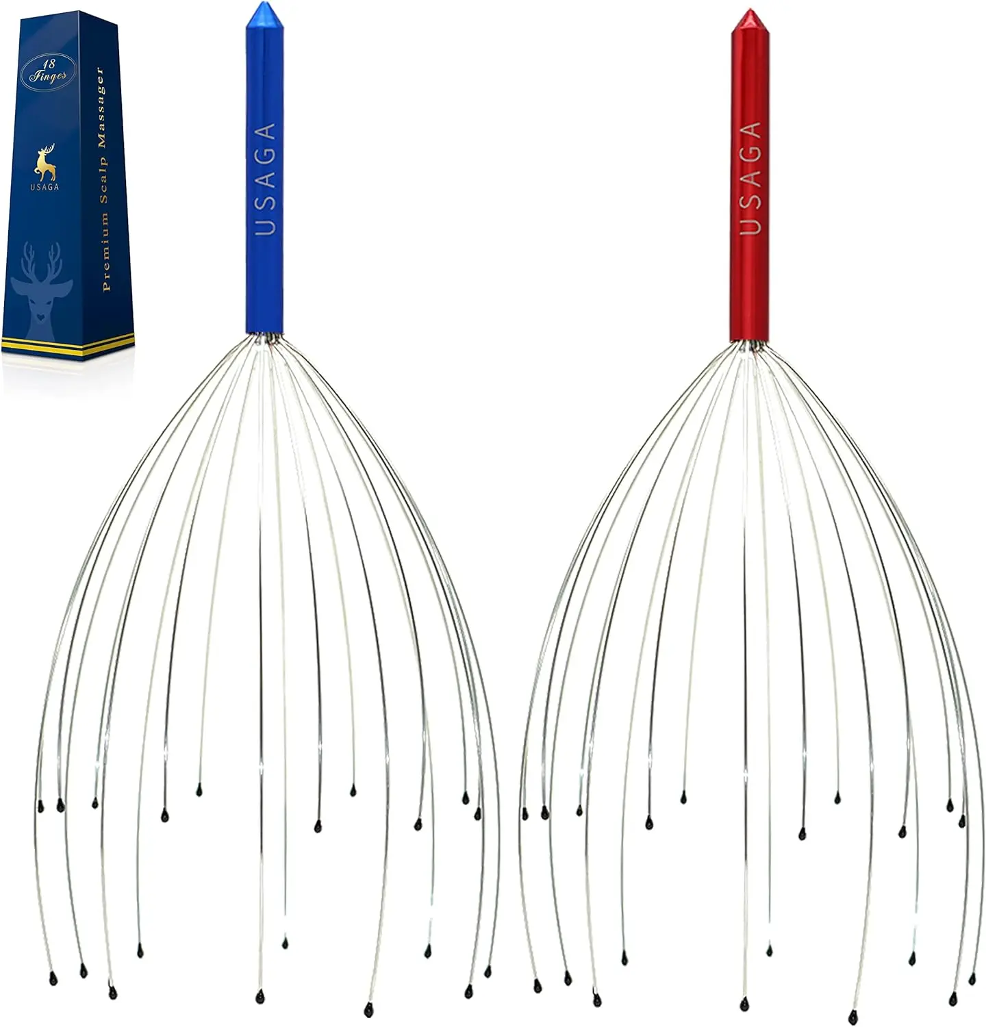 20-Prong Head Massager with Adjustable Metal Arms for Deep Relief and Tingling ASMR, Scalp Scratcher with Soft Rubber Tips for All Hair Types, Metal Prongs, Adjustable Arms, Friends, Good Gift Idea, Elastic, Amsr, Asmr Tingles, 2 Layers Arm Design