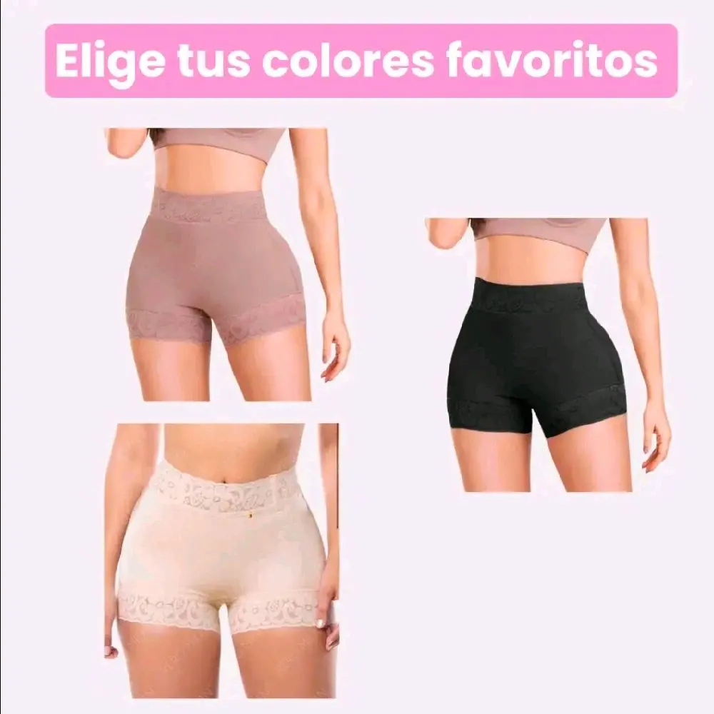 Shapewear Short Invisible and Seamless for Greater Comfort and Enhancement with High Waist Design and Lace.