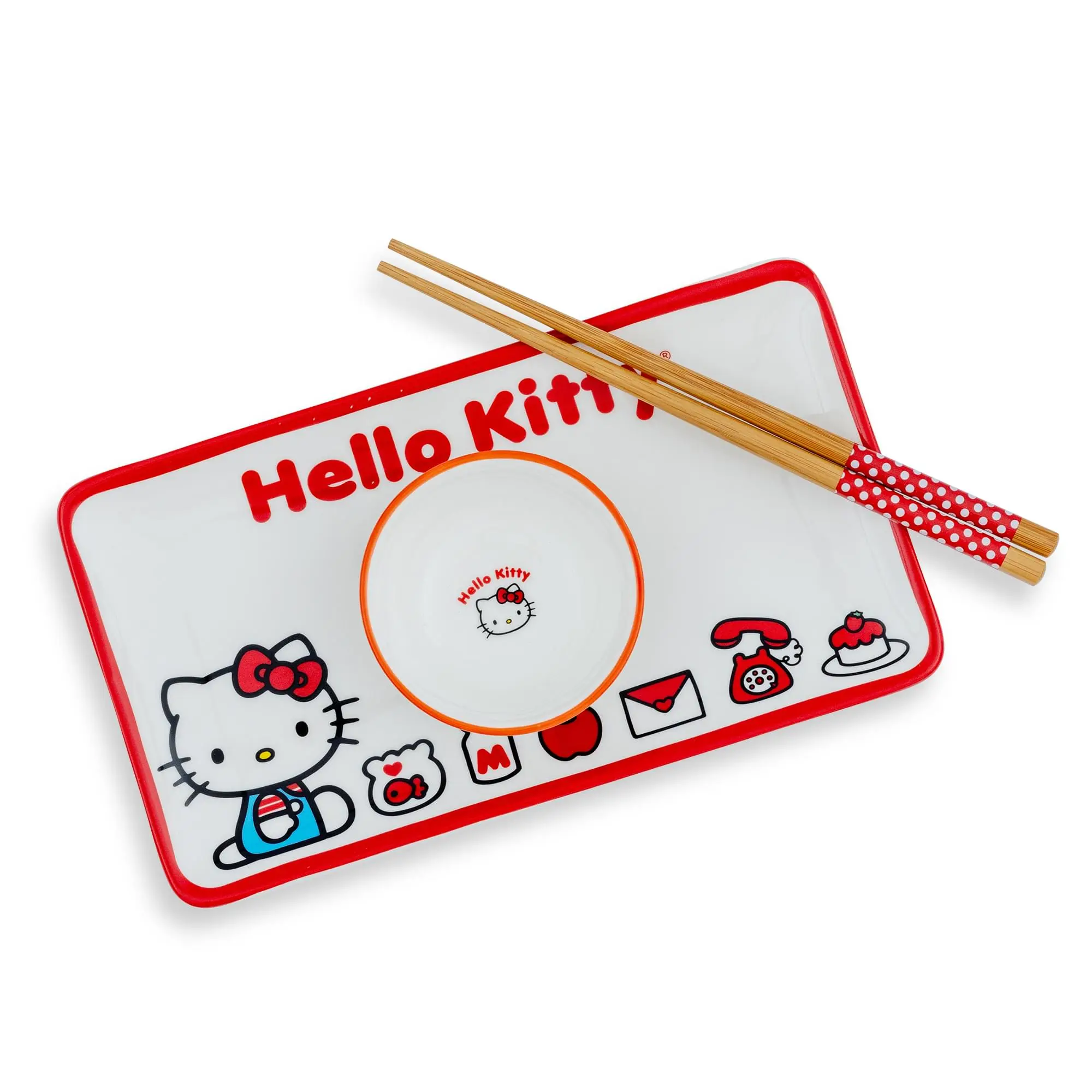 Sanrio Hello Kitty Icons 3-Piece Sushi Set With Sauce Bowl and Chopsticks