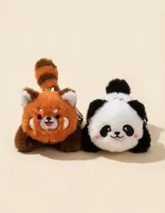 Fluffy Panda & Red Panda Keychain – Soft Faux Fur Charm with Fun Tail Spin – Great for Kids & Animal Lovers!