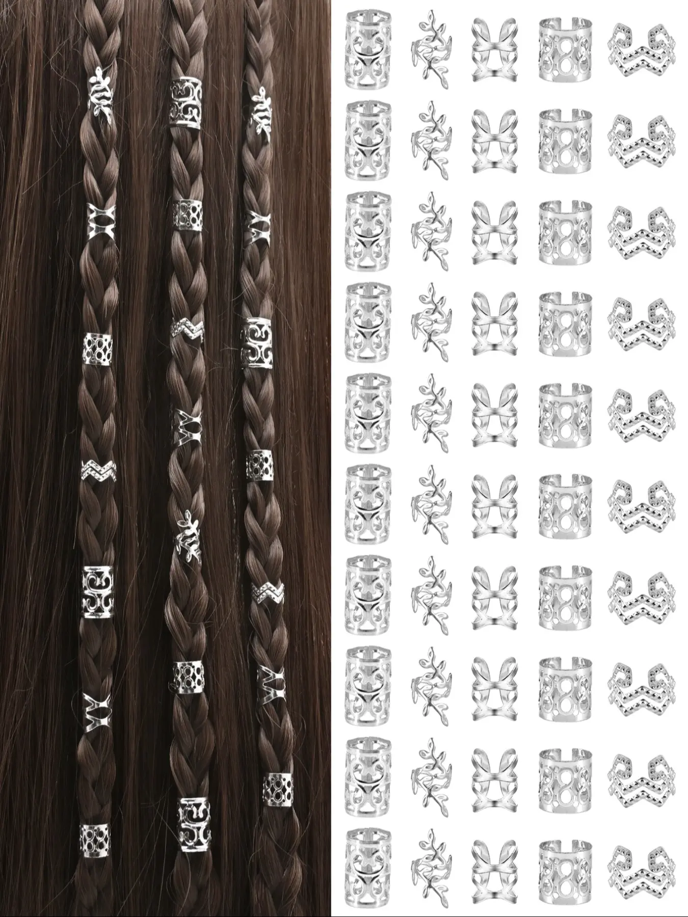 Bohemian Style Mini Dreadlock Beads, Vintage Hollow Hair Rings, Alloy Hair Cuff, Hair Pins Loops, Hair Accessories, Loc Hair Jewelry, Hair Clips, Geometric Patterns, Hair Decor